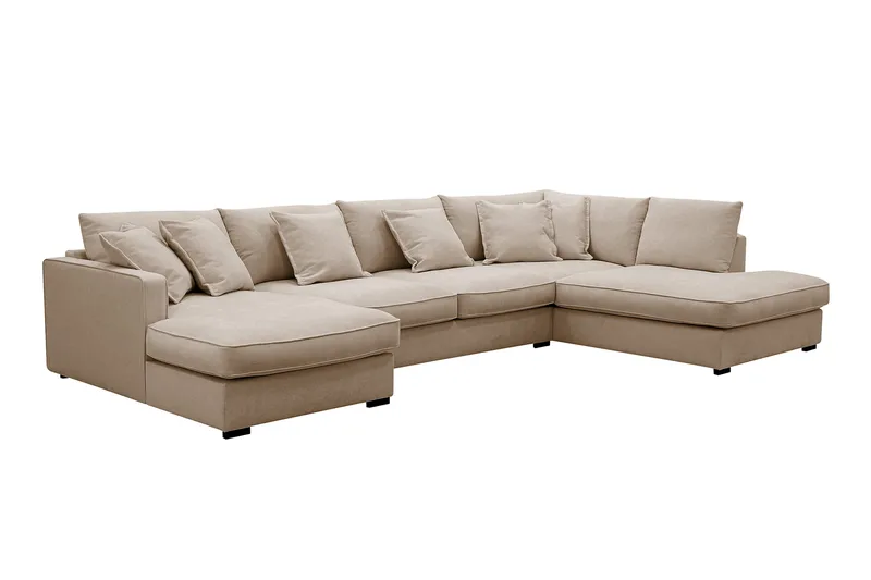 Rossita Lyx 5-seter Venstrevendt U-formet Ekstra dyp Sofa med Divan og Sjeselong i Stoff - Lys brun - Møbler - Sofaer - U-sofa