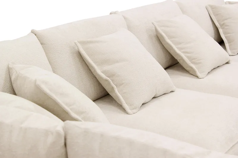 Rossita Lyx 5-seters høyrevendt U-formet ekstra dyp sofa med divan og sjeselong i chenille - Beige - Møbler - Sofaer - U-sofa