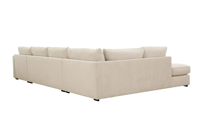 Rossita Lyx 5-seters høyrevendt U-formet ekstra dyp sofa med divan og sjeselong i chenille - Beige - Møbler - Sofaer - U-sofa