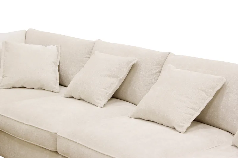 Rossita Lyx 5-seters høyrevendt U-formet ekstra dyp sofa med divan og sjeselong i chenille - Beige - Møbler - Sofaer - U-sofa
