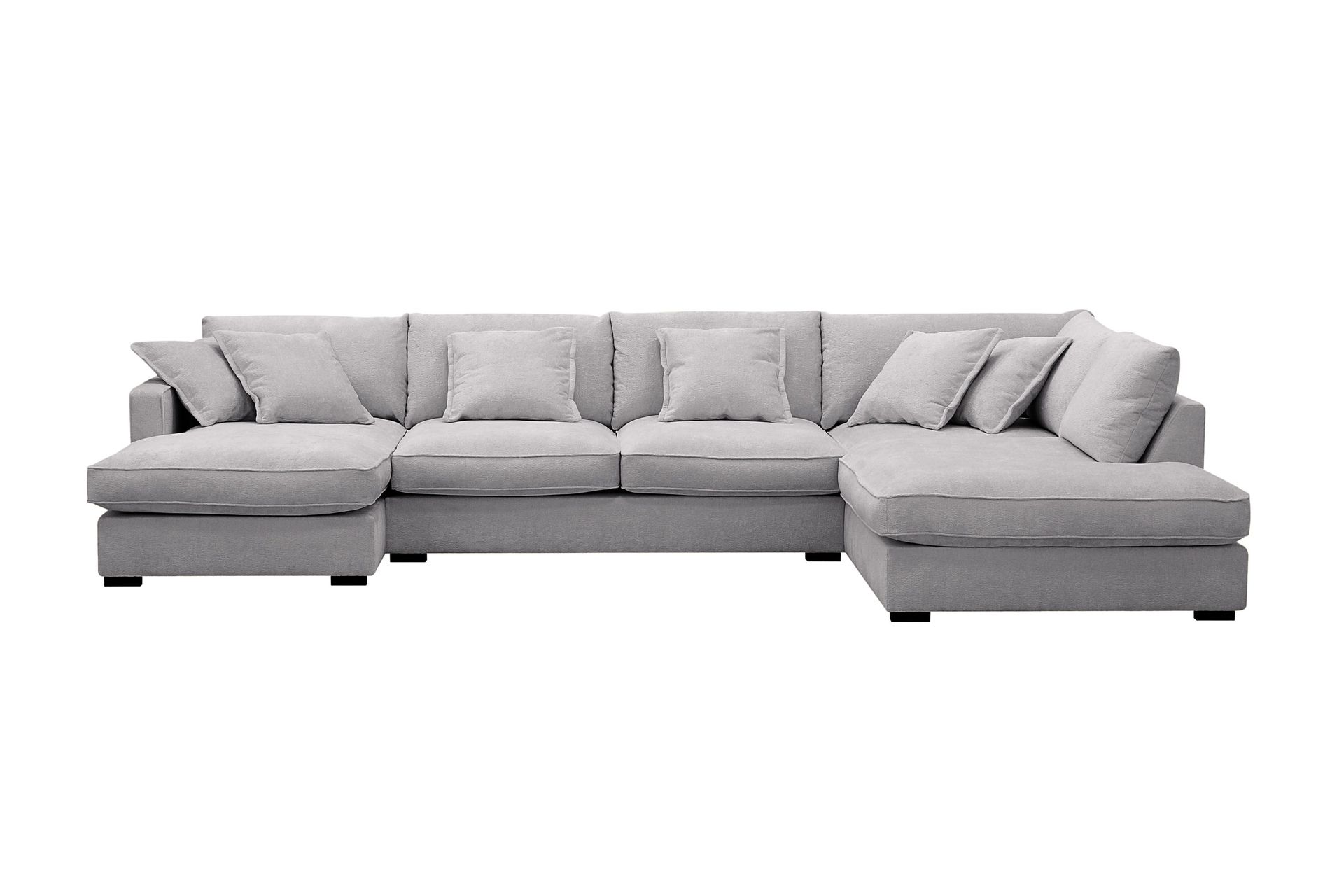 Rossita Lyx 5-seters høyrevendt U-formet ekstra dyp sofa med divan og sjeselong i chenille - Grå
