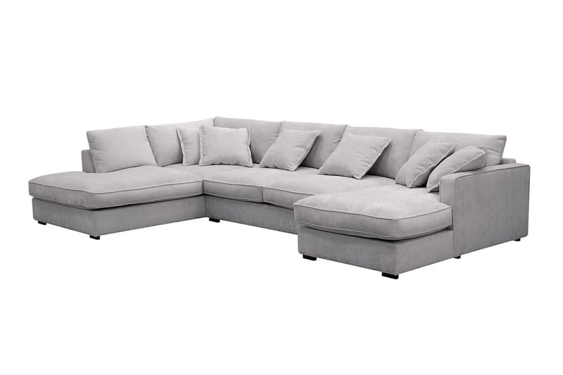 Rossita Lyx 5-seters høyrevendt U-formet ekstra dyp sofa med divan og sjeselong i chenille - Grå - Møbler - Sofaer - U-sofa