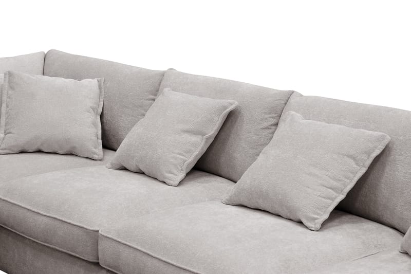 Rossita Lyx 5-seters høyrevendt U-formet ekstra dyp sofa med divan og sjeselong i chenille - Grå/Brun - Møbler - Sofaer - U-sofa