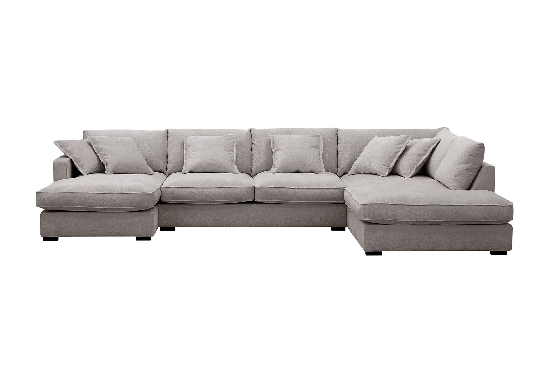 Rossita Lyx 5-seters høyrevendt U-formet ekstra dyp sofa med divan og sjeselong i chenille - Grå/Brun