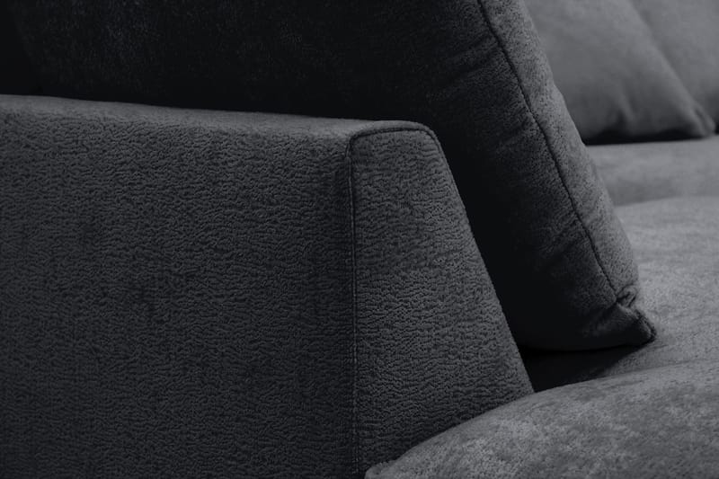 Rossita Lyx 5-seters høyrevendt U-formet ekstra dyp sofa med divan og sjeselong i chenille - Svart - Møbler - Sofaer - U-sofa