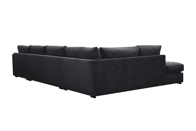Rossita Lyx 5-seters høyrevendt U-formet ekstra dyp sofa med divan og sjeselong i chenille - Svart - Møbler - Sofaer - U-sofa