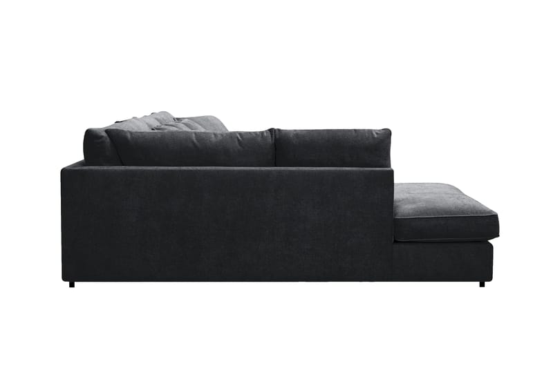 Rossita Lyx 5-seters høyrevendt U-formet ekstra dyp sofa med divan og sjeselong i chenille - Svart - Møbler - Sofaer - U-sofa