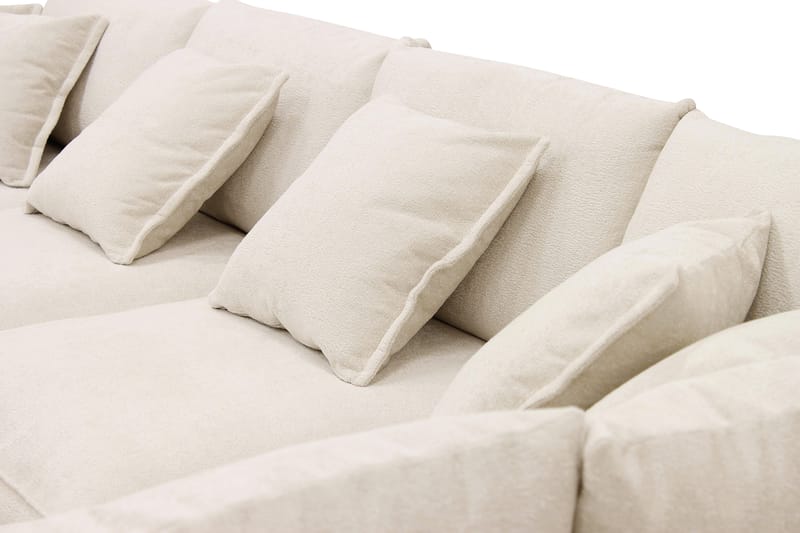 Rossita Lyx 5-seters høyrevendt U-formet ekstra dyp sofa med divan og sjeselong i chenille - Trenza 06, Beige Chenille - Møbler - Sofaer - U-sofa