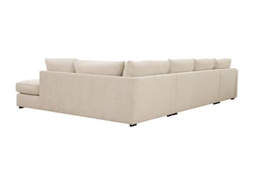 Rossita Lyx 5-seters høyrevendt U-formet ekstra dyp sofa med divan og sjeselong i chenille - Trenza 06, Beige Chenille - Møbler - Sofaer - U-sofa