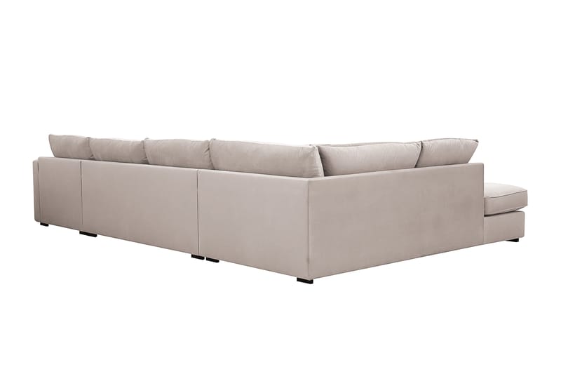 Rossita Lyx 5-seters høyrevendt U-formet ekstra dyp sofa med divan og sjeselong i fløyel - Beige - Møbler - Sofaer - U-sofa