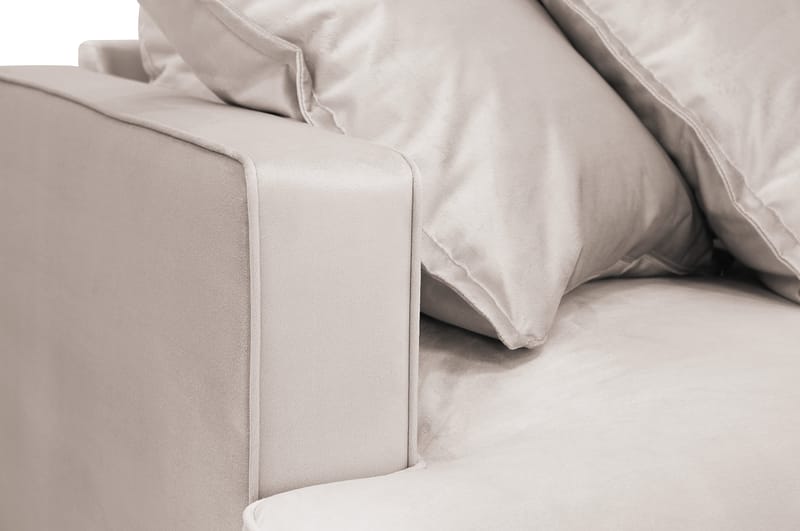 Rossita Lyx 5-seters høyrevendt U-formet ekstra dyp sofa med divan og sjeselong i fløyel - Beige - Møbler - Sofaer - U-sofa