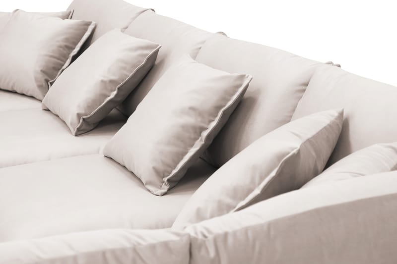 Rossita Lyx 5-seters høyrevendt U-formet ekstra dyp sofa med divan og sjeselong i fløyel - Beige - Møbler - Sofaer - U-sofa