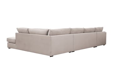 Rossita Lyx 5-seters høyrevendt U-formet ekstra dyp sofa med divan og sjeselong i fløyel - Beige - Møbler - Sofaer - U-sofa