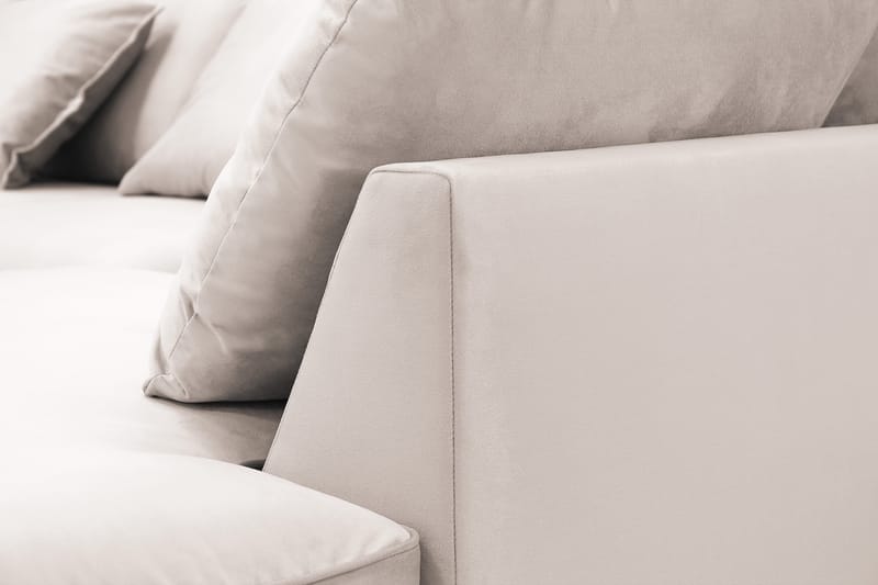 Rossita Lyx 5-seters høyrevendt U-formet ekstra dyp sofa med divan og sjeselong i fløyel - Beige - Møbler - Sofaer - U-sofa