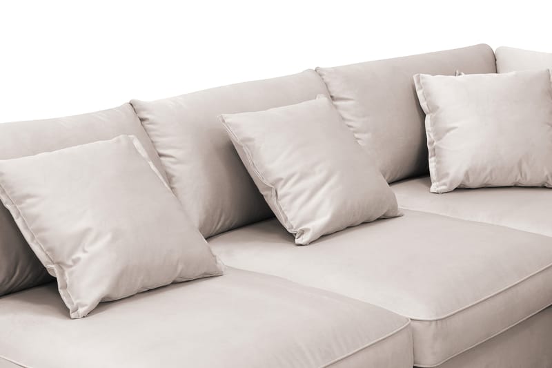 Rossita Lyx 5-seters høyrevendt U-formet ekstra dyp sofa med divan og sjeselong i fløyel - Beige - Møbler - Sofaer - U-sofa