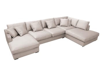 Rossita Lyx 5-seters høyrevendt U-formet ekstra dyp sofa med divan og sjeselong i fløyel - Beige - Møbler - Sofaer - U-sofa