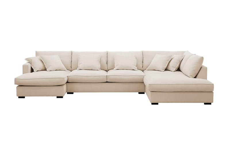 Rossita Lyx 5-seters høyrevendt U-formet ekstra dyp sofa med divan og sjeselong i manchester, Beige