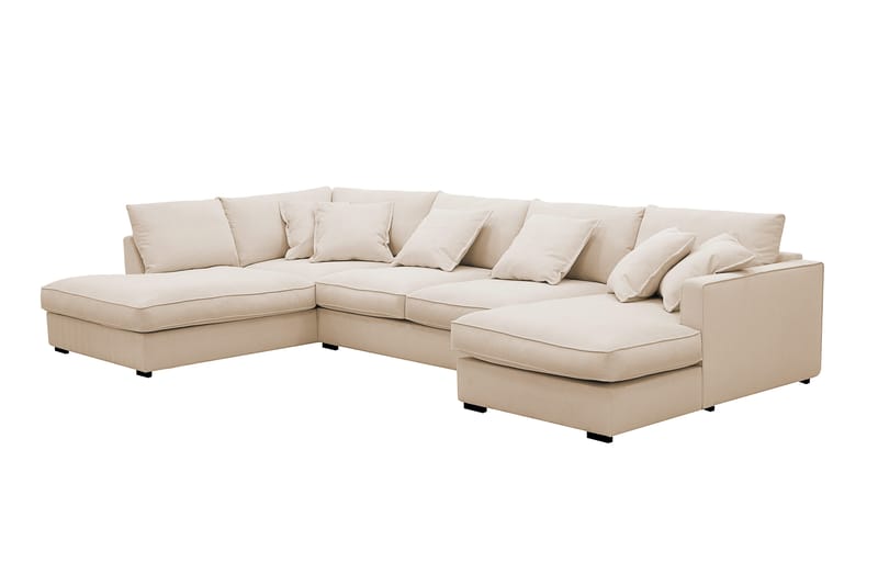 Rossita Lyx 5-seters høyrevendt U-formet ekstra dyp sofa med divan og sjeselong i manchester - Beige - Møbler - Sofaer - U-sofa