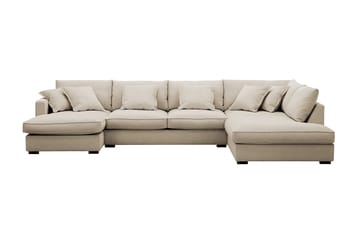 Rossita Lyx 5-seters høyrevendt U-formet ekstra dyp sofa med divan og sjeselong i manchester - Krem - Møbler - Sofaer - U-sofa