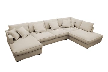 Rossita Lyx 5-seters høyrevendt U-formet ekstra dyp sofa med divan og sjeselong i manchester - Krem - Møbler - Sofaer - U-sofa