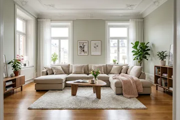 Rossita Lyx 5-seters høyrevendt U-formet ekstra dyp sofa med divan og sjeselong i manchester - Krem - Møbler - Sofaer - U-sofa