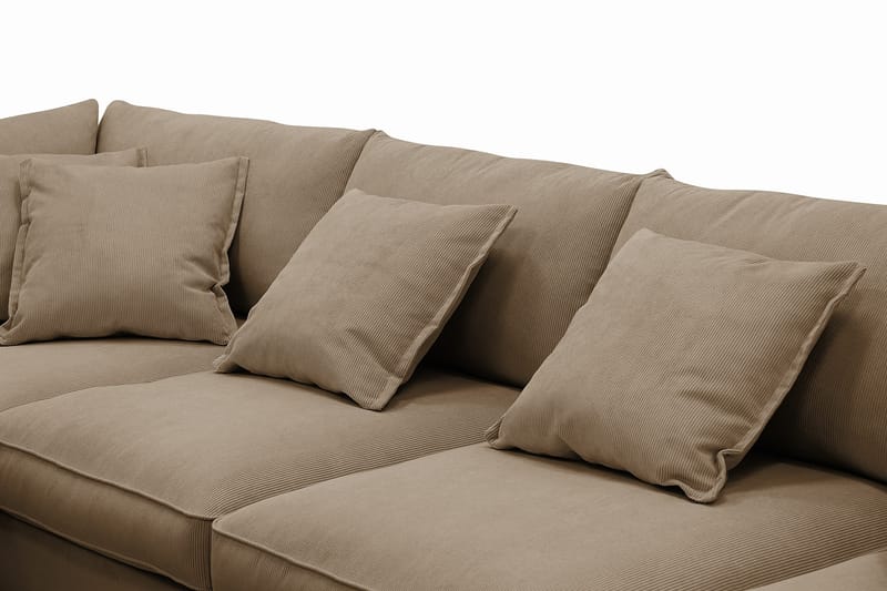 Rossita Lyx 5-seters høyrevendt U-formet ekstra dyp sofa med divan og sjeselong i manchester - Lysebrun - Møbler - Sofaer - U-sofa