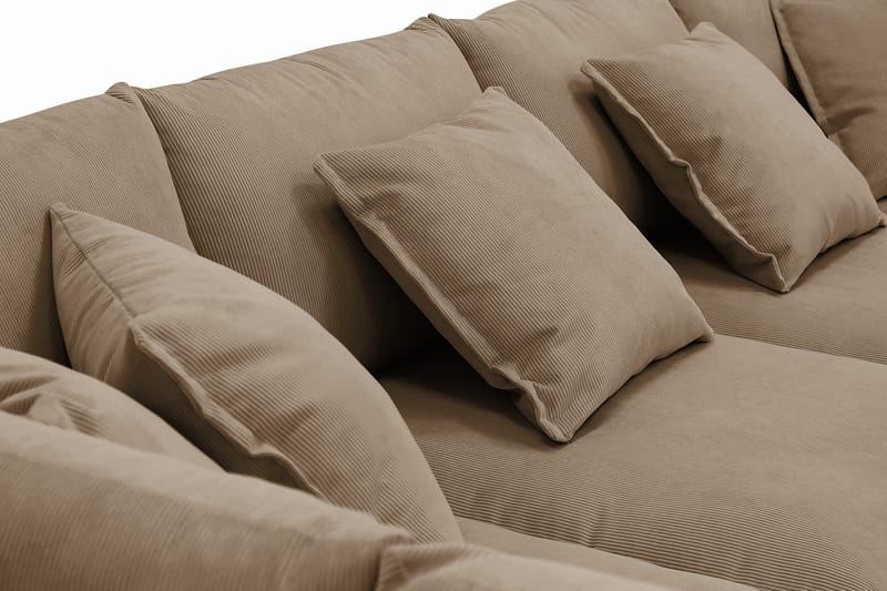 Rossita Lyx 5-seters høyrevendt U-formet ekstra dyp sofa med divan og sjeselong i manchester - Lysebrun - Møbler - Sofaer - U-sofa