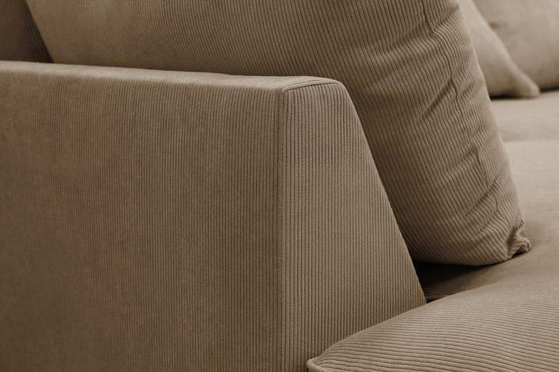 Rossita Lyx 5-seters høyrevendt U-formet ekstra dyp sofa med divan og sjeselong i manchester - Lysebrun - Møbler - Sofaer - U-sofa