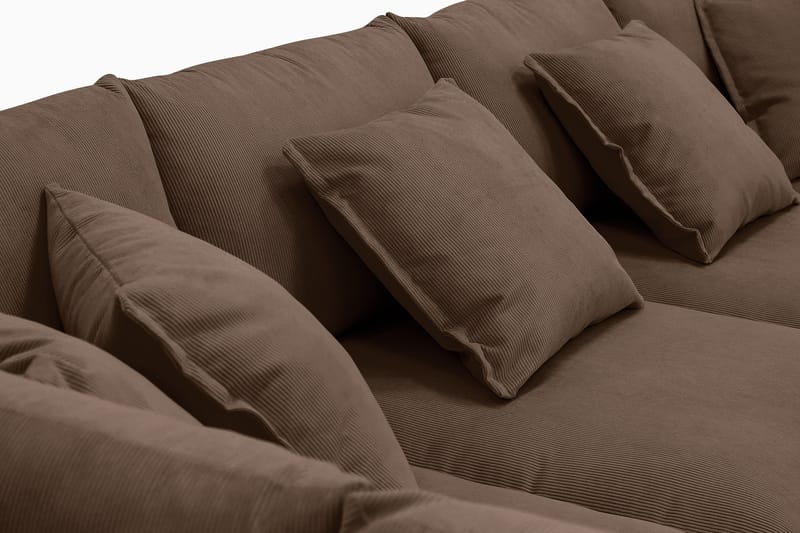Rossita Lyx 5-seters høyrevendt U-formet ekstra dyp sofa med divan og sjeselong i manchester - Mørkebrun - Møbler - Sofaer - U-sofa