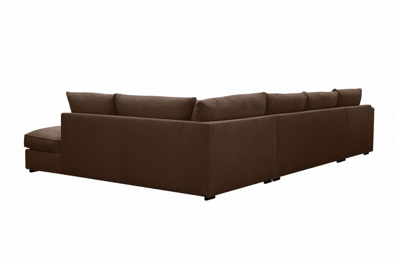 Rossita Lyx 5-seters høyrevendt U-formet ekstra dyp sofa med divan og sjeselong i manchester - Mørkebrun - Møbler - Sofaer - U-sofa