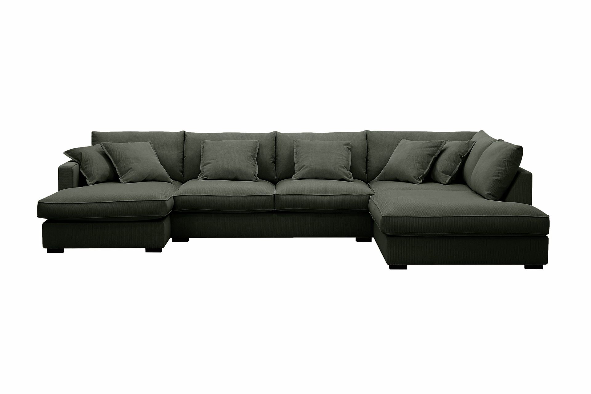 Rossita Lyx 5-seters høyrevendt U-formet ekstra dyp sofa med divan og sjeselong i manchester - Mørkegrønn