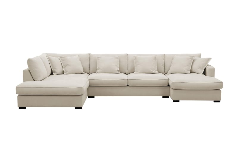 Rossita Lyx 5-seters høyrevendt U-formet ekstra dyp sofa med divan og sjeselong i stoff - Beige - Møbler - Sofaer - U-sofa