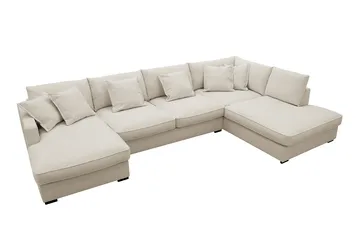 Rossita Lyx 5-seters høyrevendt U-formet ekstra dyp sofa med divan og sjeselong i stoff - Beige - Møbler - Sofaer - U-sofa