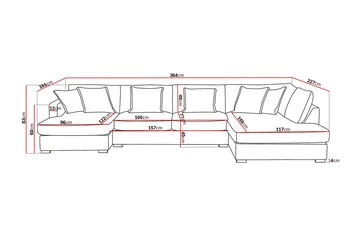 Rossita Lyx 5-seters høyrevendt U-formet ekstra dyp sofa med divan og sjeselong i stoff - Beige - Møbler - Sofaer - U-sofa