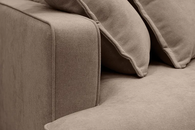 Rossita Lyx 5-seters høyrevendt U-formet ekstra dyp sofa med divan og sjeselong i stoff - Mørkebrun - Møbler - Sofaer - U-sofa