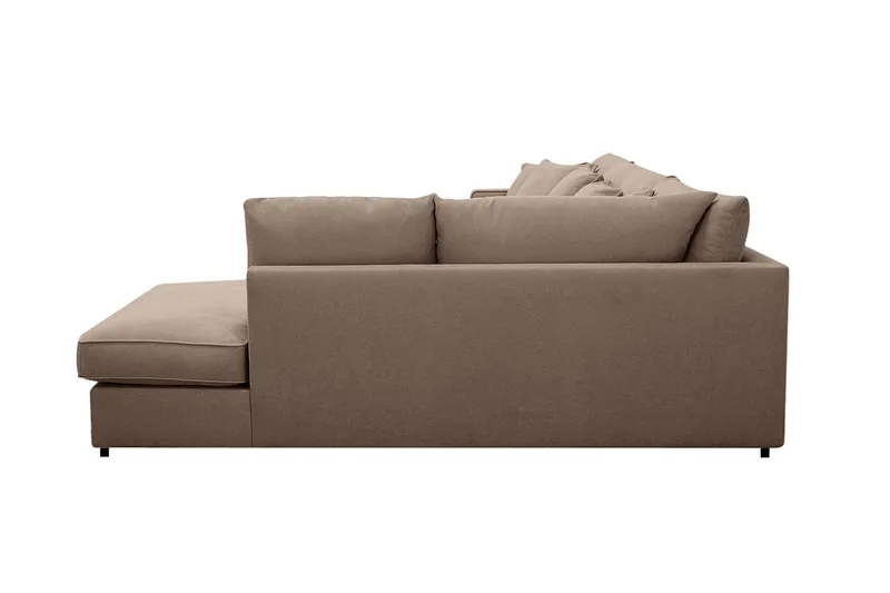 Rossita Lyx 5-seters høyrevendt U-formet ekstra dyp sofa med divan og sjeselong i stoff - Mørkebrun - Møbler - Sofaer - U-sofa
