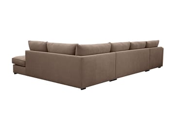 Rossita Lyx 5-seters høyrevendt U-formet ekstra dyp sofa med divan og sjeselong i stoff - Mørkebrun - Møbler - Sofaer - U-sofa