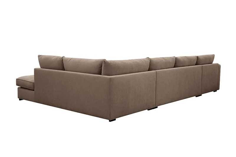 Rossita Lyx 5-seters høyrevendt U-formet ekstra dyp sofa med divan og sjeselong i stoff - Mørkebrun - Møbler - Sofaer - U-sofa
