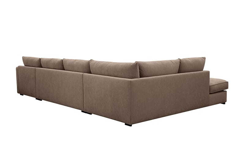 Rossita Lyx 5-seters høyrevendt U-formet ekstra dyp sofa med divan og sjeselong i stoff - Mørkebrun - Møbler - Sofaer - U-sofa