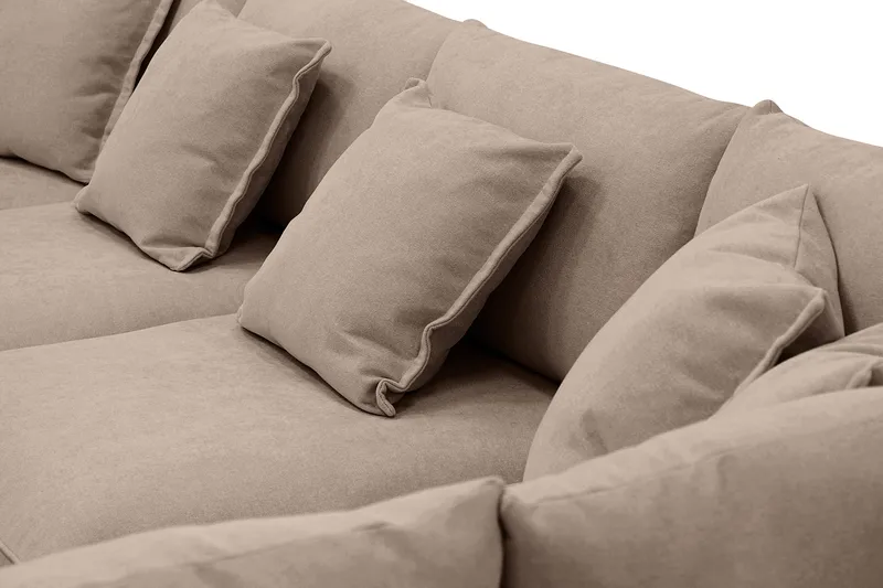 Rossita Lyx 5-seters høyrevendt U-formet ekstra dyp sofa med divan og sjeselong i stoff - Mørkebrun - Møbler - Sofaer - U-sofa