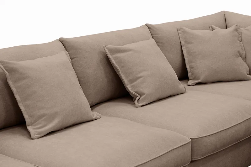 Rossita Lyx 5-seters høyrevendt U-formet ekstra dyp sofa med divan og sjeselong i stoff - Mørkebrun - Møbler - Sofaer - U-sofa
