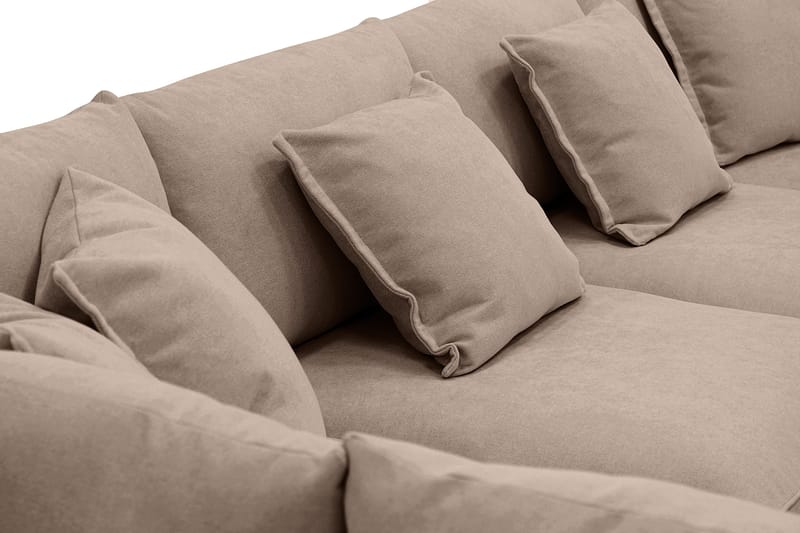 Rossita Lyx 5-seters høyrevendt U-formet ekstra dyp sofa med divan og sjeselong i stoff - Mørkebrun - Møbler - Sofaer - U-sofa