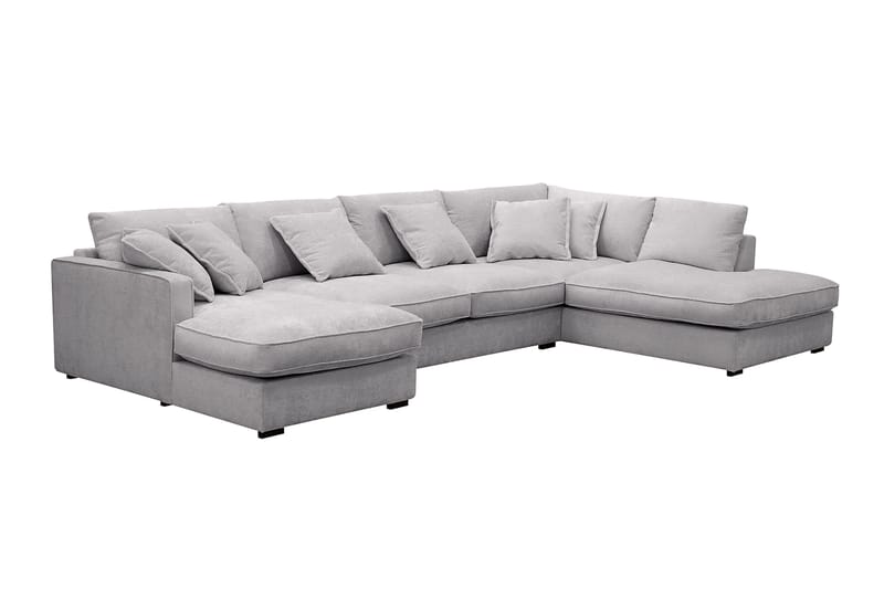 Rossita Lyx 5-seters venstrevendt U-formet ekstra dyp sofa med divan og sjeselong i chenille - Grå - Møbler - Sofaer - U-sofa