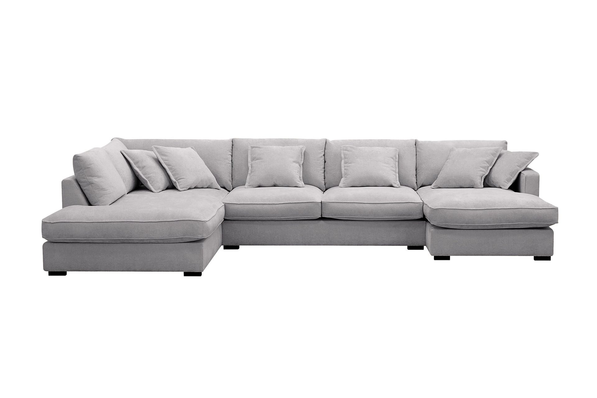 Rossita Lyx 5-seters venstrevendt U-formet ekstra dyp sofa med divan og sjeselong i chenille - Grå