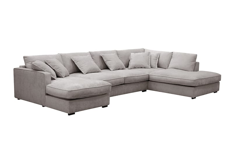Rossita Lyx 5-seters venstrevendt U-formet ekstra dyp sofa med divan og sjeselong i chenille - Grå/Brun - Møbler - Sofaer - U-sofa