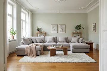 Rossita Lyx 5-seters venstrevendt U-formet ekstra dyp sofa med divan og sjeselong i chenille - Grå/Brun - Møbler - Sofaer - U-sofa