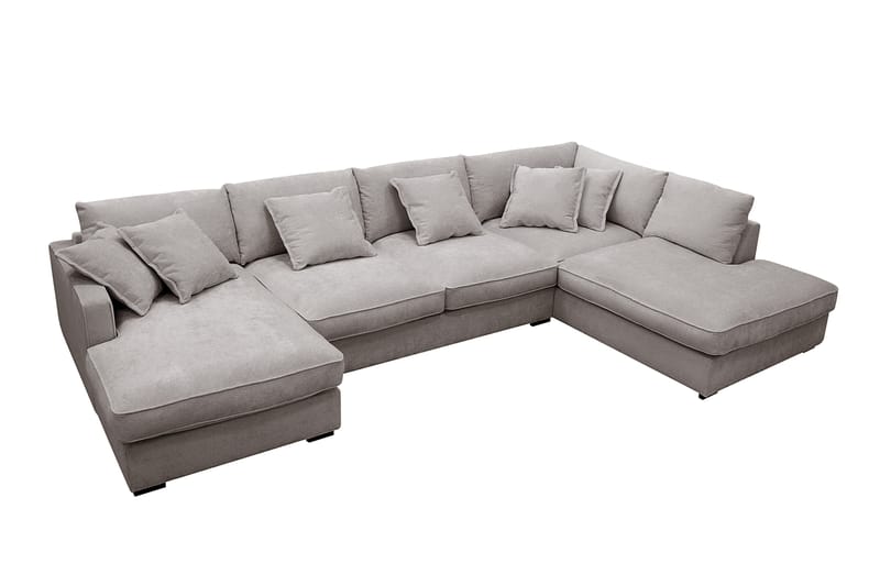 Rossita Lyx 5-seters venstrevendt U-formet ekstra dyp sofa med divan og sjeselong i chenille - Grå/Brun - Møbler - Sofaer - U-sofa