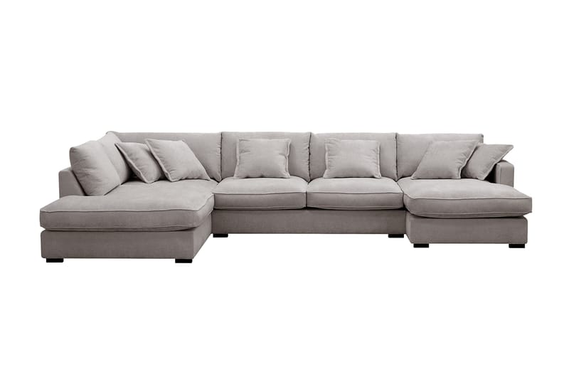 Rossita Lyx 5-seters venstrevendt U-formet ekstra dyp sofa med divan og sjeselong i chenille, Grå/Brun