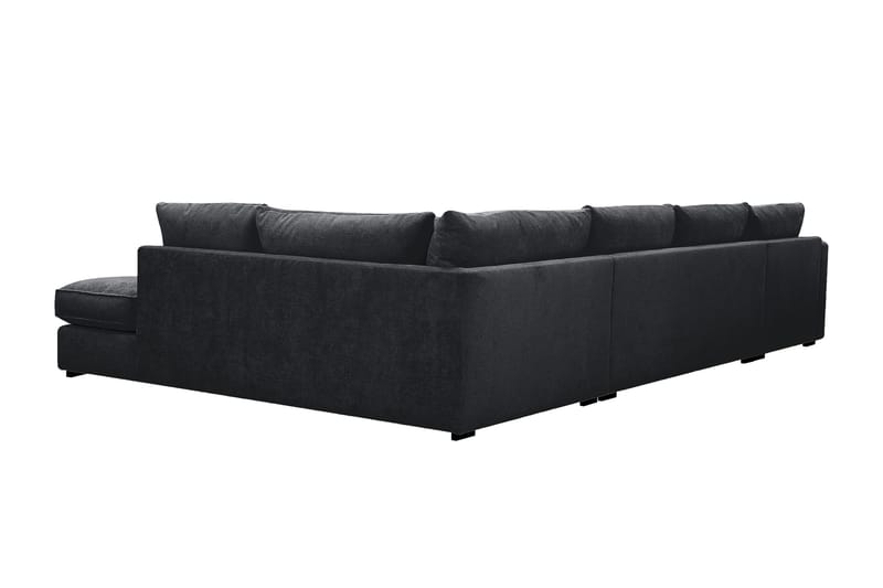 Rossita Lyx 5-seters venstrevendt U-formet ekstra dyp sofa med divan og sjeselong i chenille - Svart - Møbler - Sofaer - U-sofa