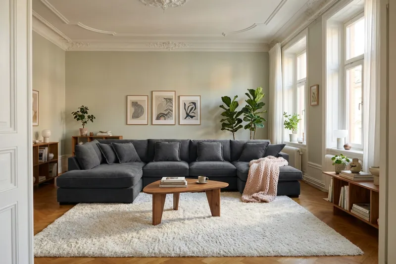 Rossita Lyx 5-seters venstrevendt U-formet ekstra dyp sofa med divan og sjeselong i chenille - Svart - Møbler - Sofaer - U-sofa